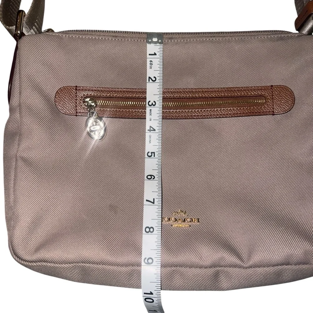 Coach Sawyer Stone Crossbody Bag Taupe Tan Brown Leather Adjustable Strap